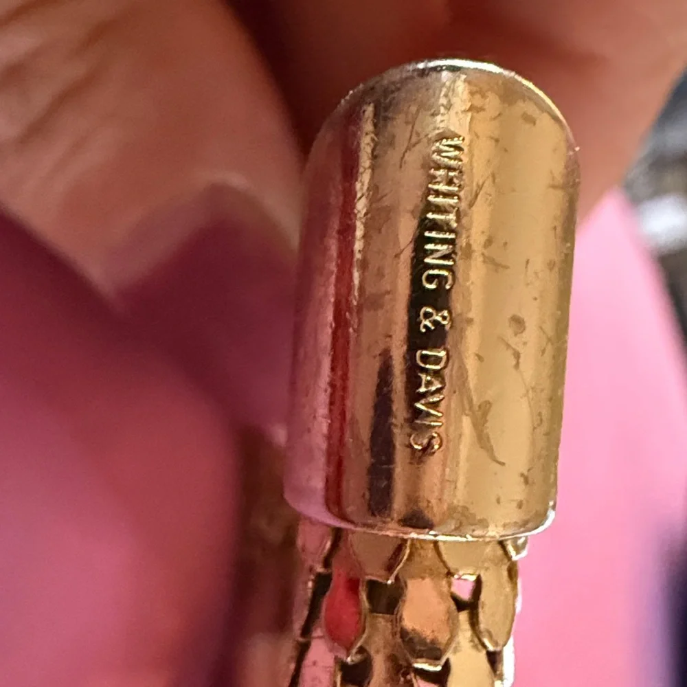 Vintage Whiting & Davis Gold Tone Mesh Heart Keychain Key‎ Ring Fob